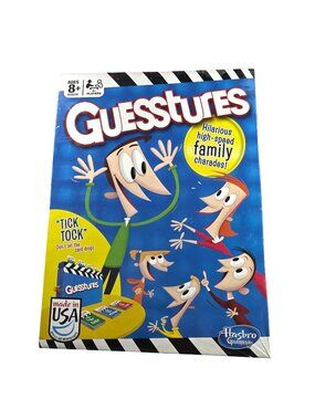 Guesstures Family Charades Game Hasbro Gaming Ages 8+ 320 Cards Action Timer